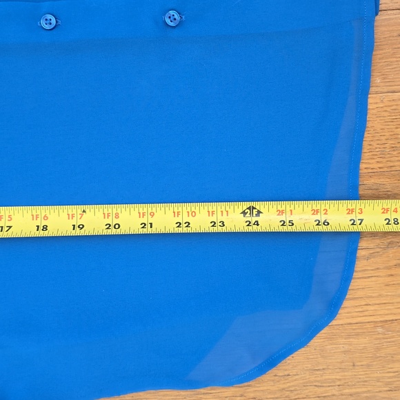 WORTHINGTON WOMENS FRONT BUTTON LONG SLEEVE BLUE BLOUSE SIZE PETITE MEDIUM - Picture 12 of 16